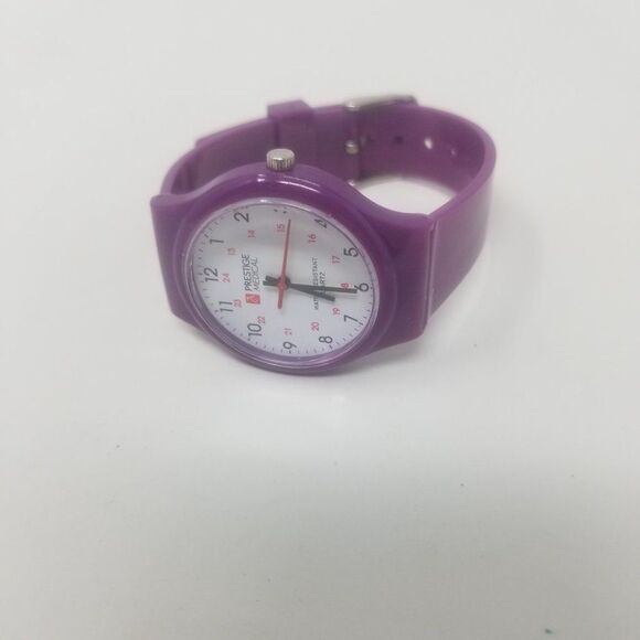 Prestige Medical Water Resistant Military Time Nursing Scrub Purple Band Watch - Picture 9 of 9